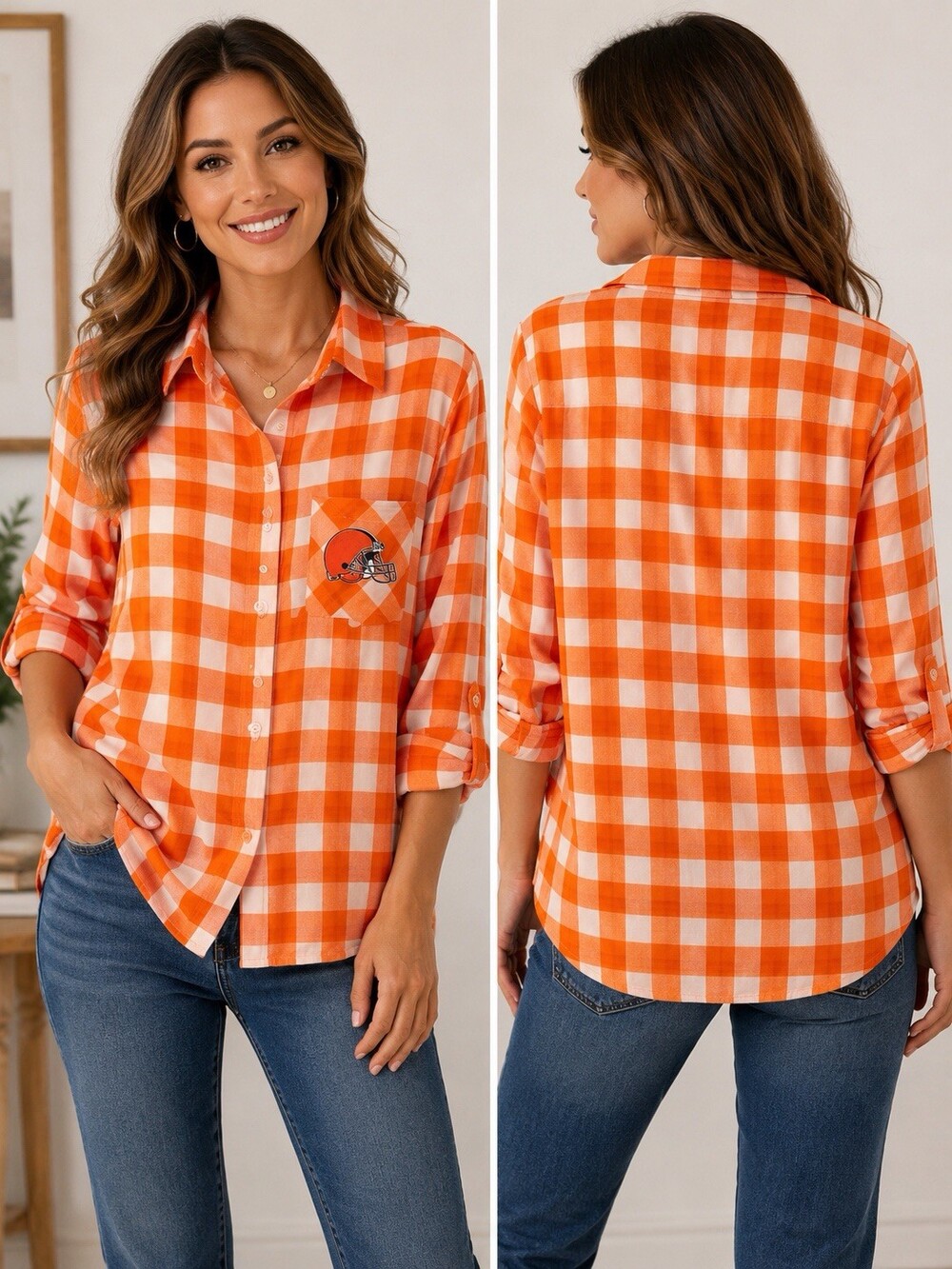 Woman’s Cleveland Browns Team Apparel Button Up Shirt Size XL